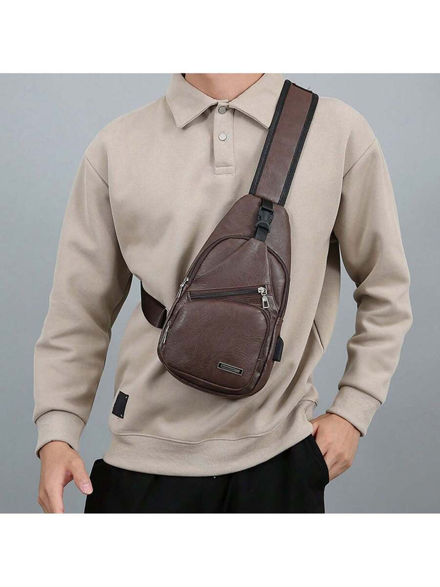 Mens Sling Bag With USB Port,  - Embroidery Bag avaliação e preço