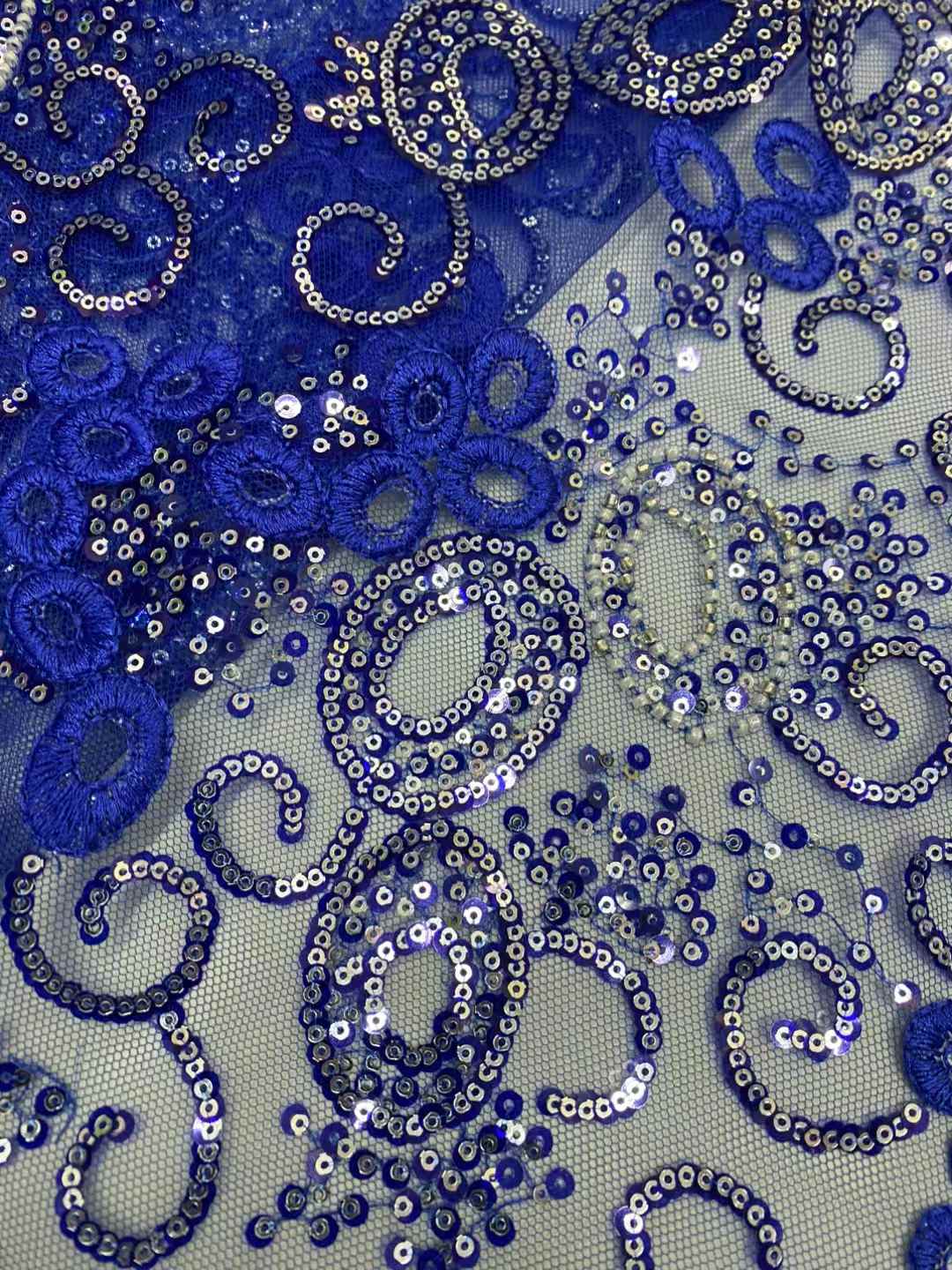 Blue African Tulle Lace Fabric - Embroidery Net Dress avaliação e preço