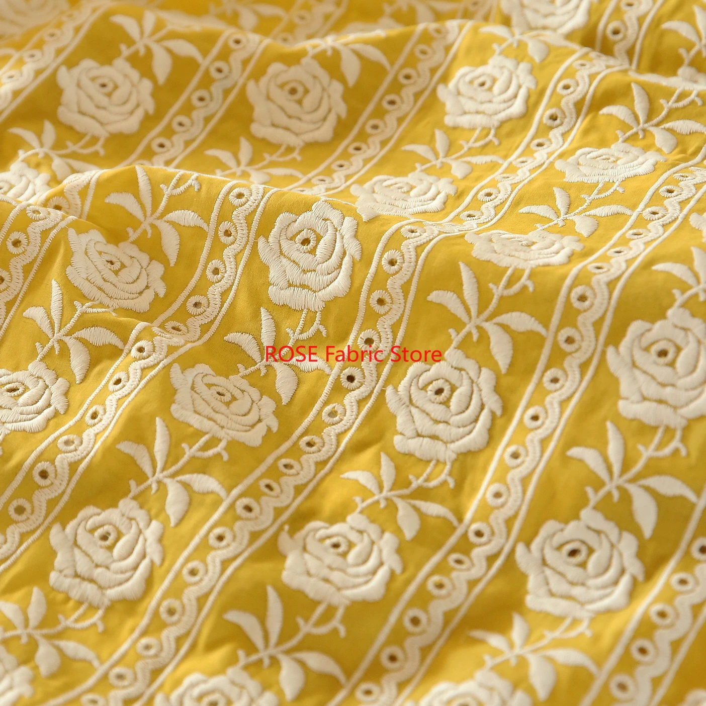 French Cotton Yellow Rose Heav - Embroidery Yellow avaliação e preço
