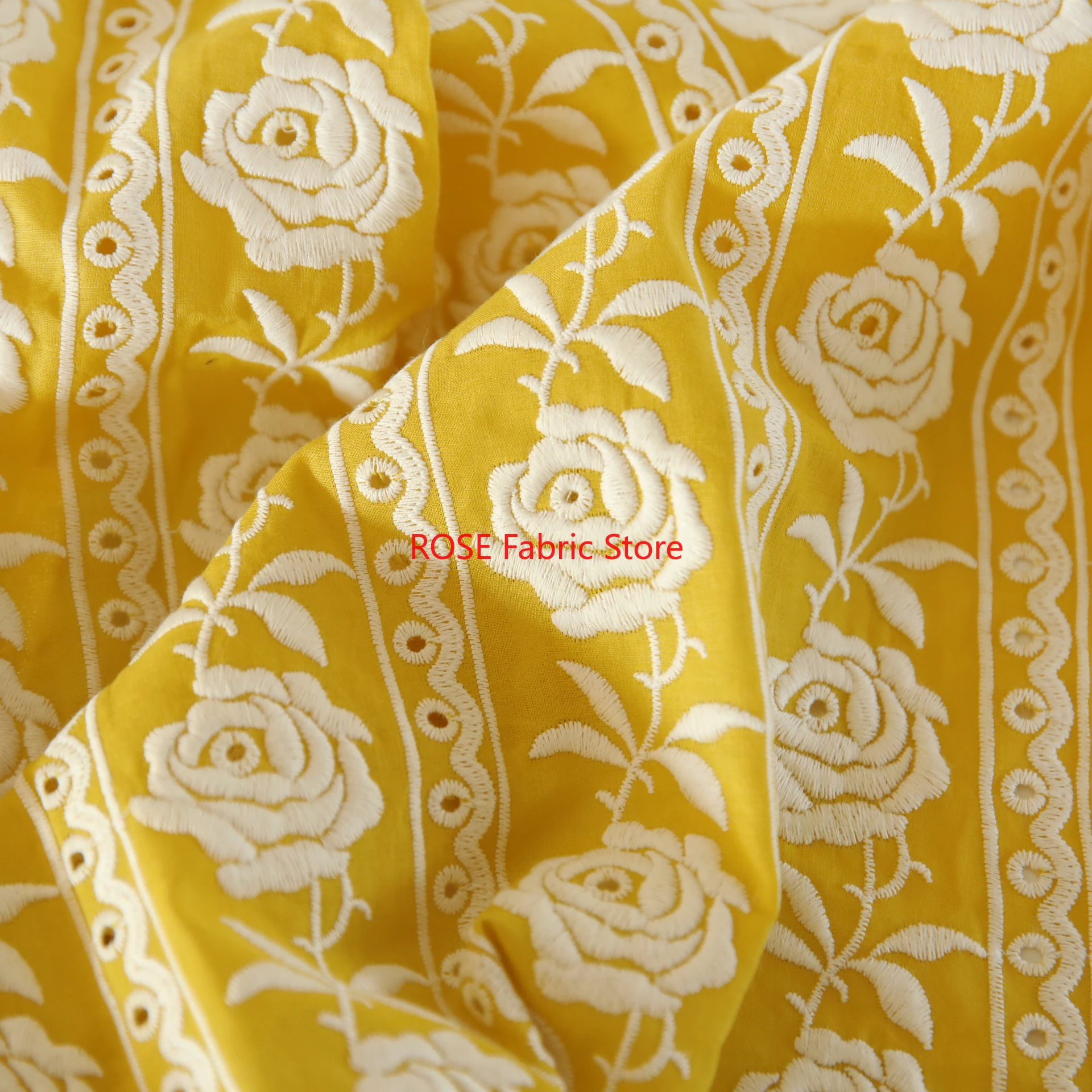French Cotton Yellow Rose Heav - Embroidery Yellow avaliação e preço