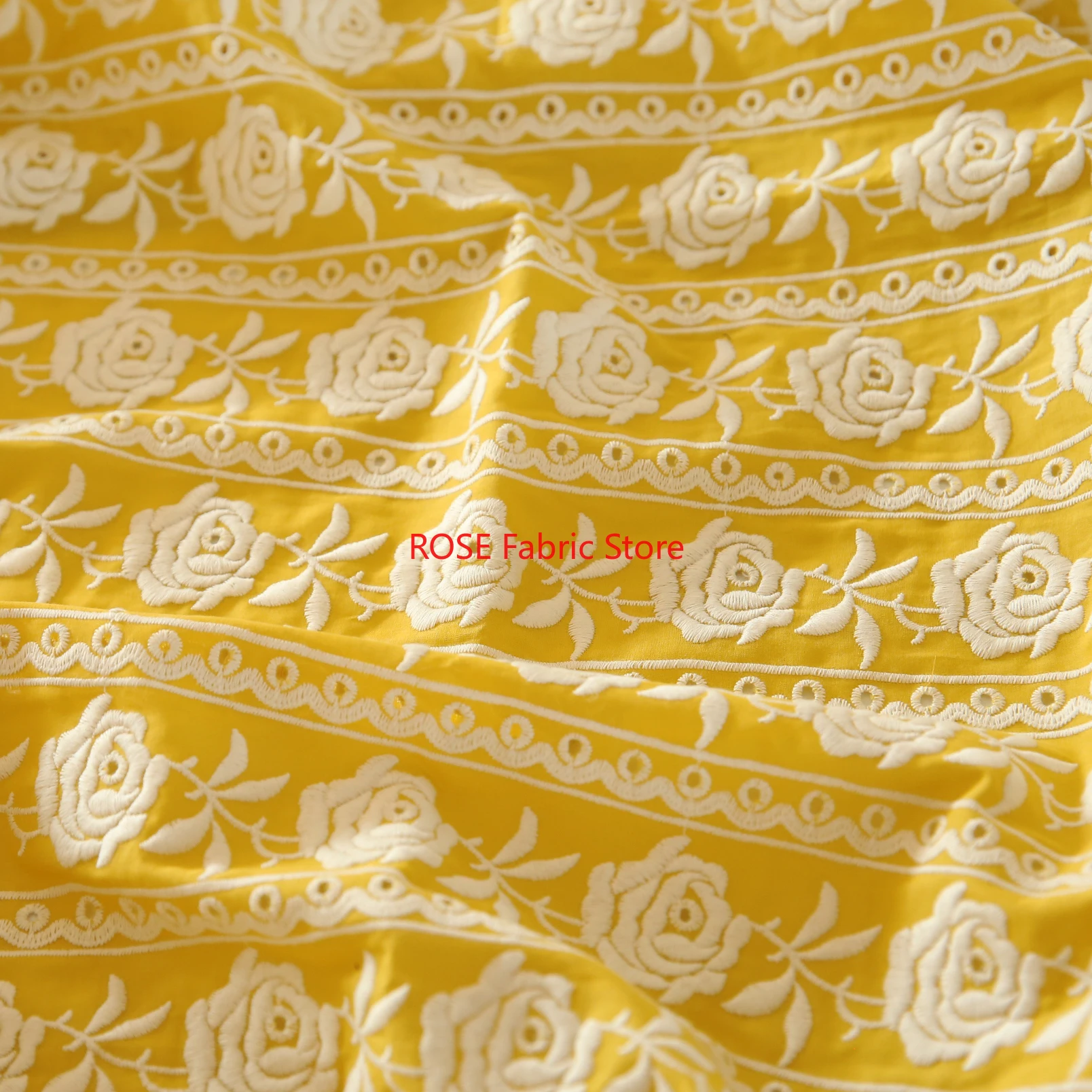 French Cotton Yellow Rose Heav - Embroidery Yellow avaliação e preço
