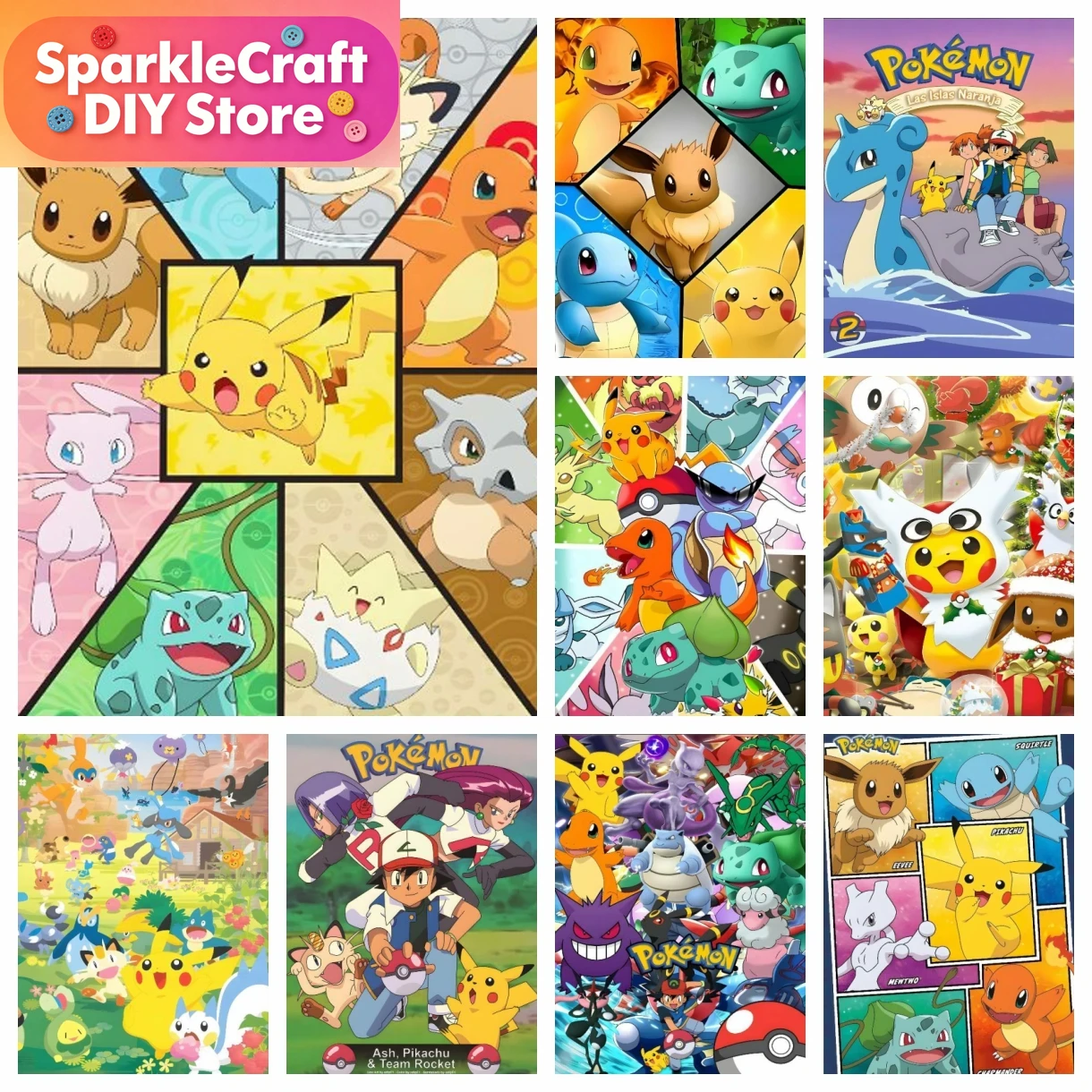 1pc frameless Cartoon Pokemon  - Embroidery Charm avaliação e preço