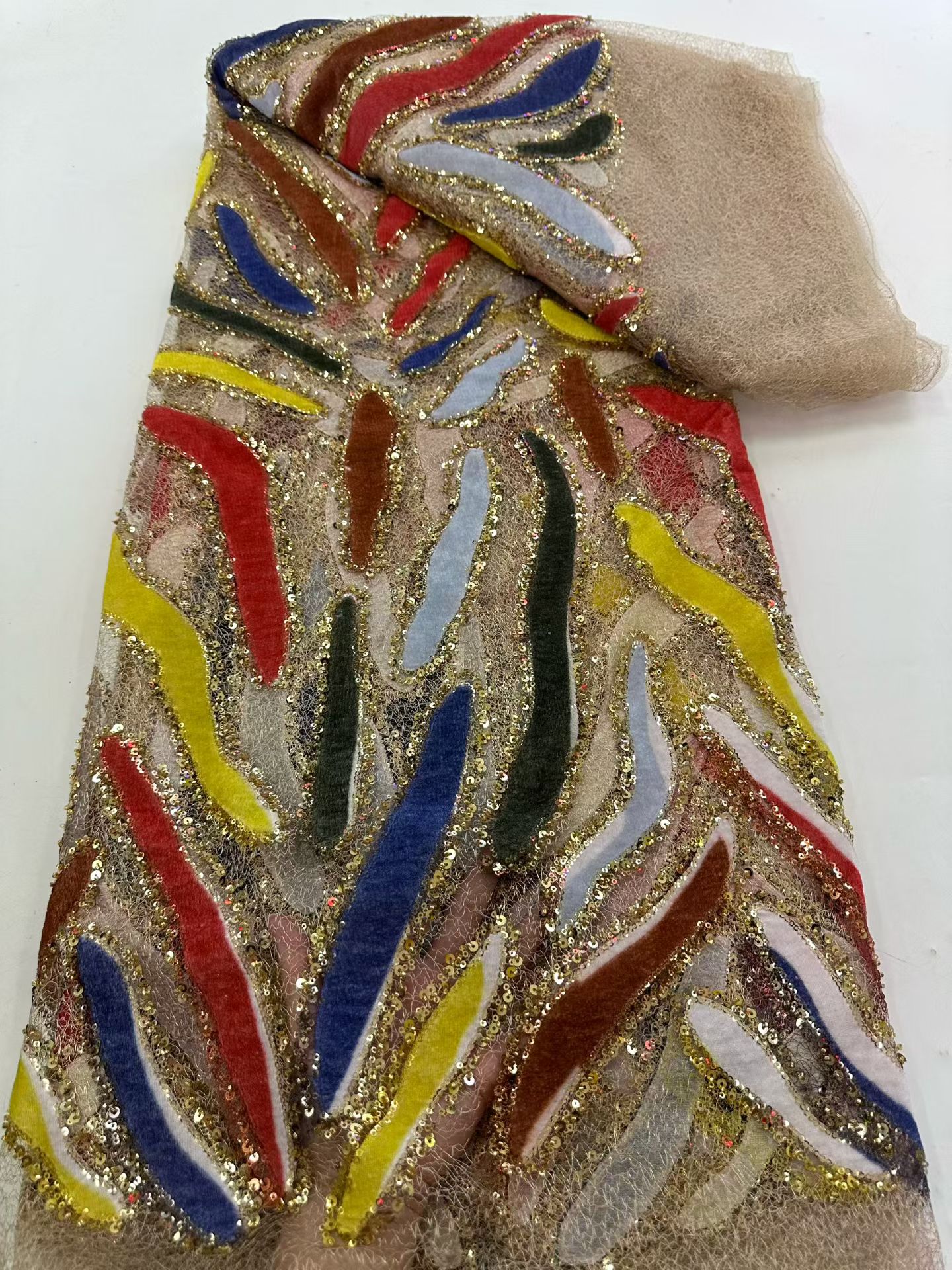 Latest African Sequins Lace Fa - Embroidery Net Dress avaliação e preço