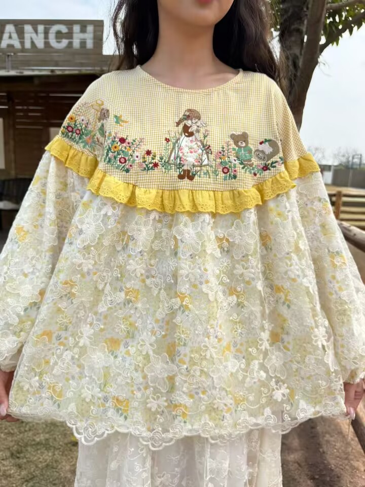 Yellow Color  Vintage Cotton P - Embroidery Yellow avaliação e preço