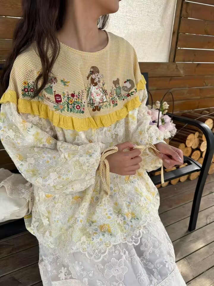 Yellow Color  Vintage Cotton P - Embroidery Yellow avaliação e preço
