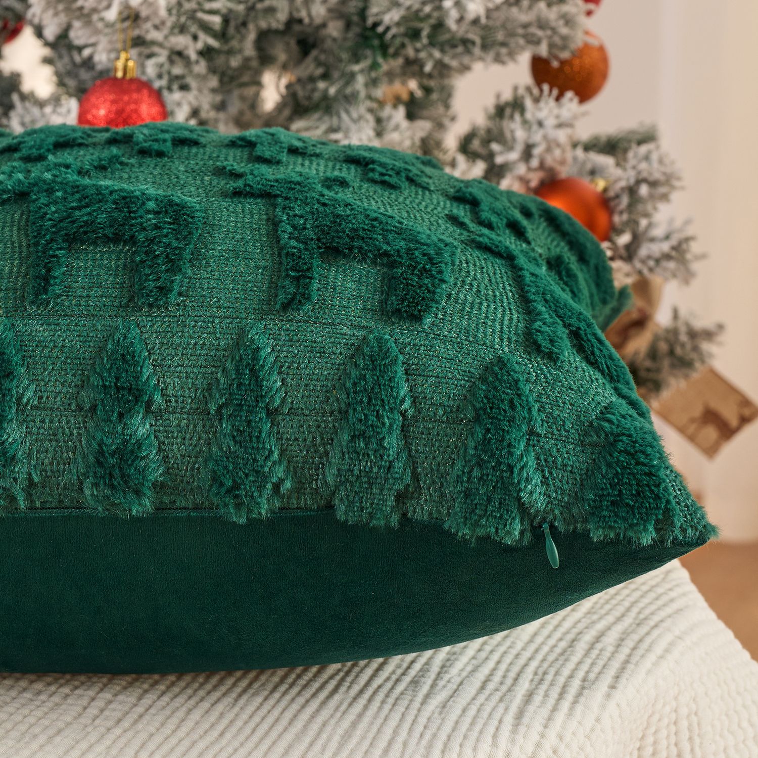 Christmas Plush Pillow Cover S - Embroidery Xmas Tree avaliação e preço