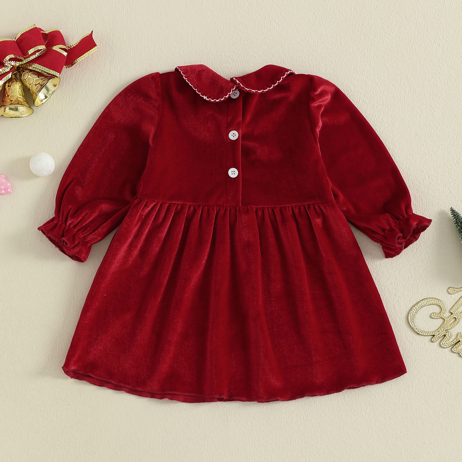1-4Y Toddler Girl Christmas Ve - Embroidery Xmas Tree avaliação e preço