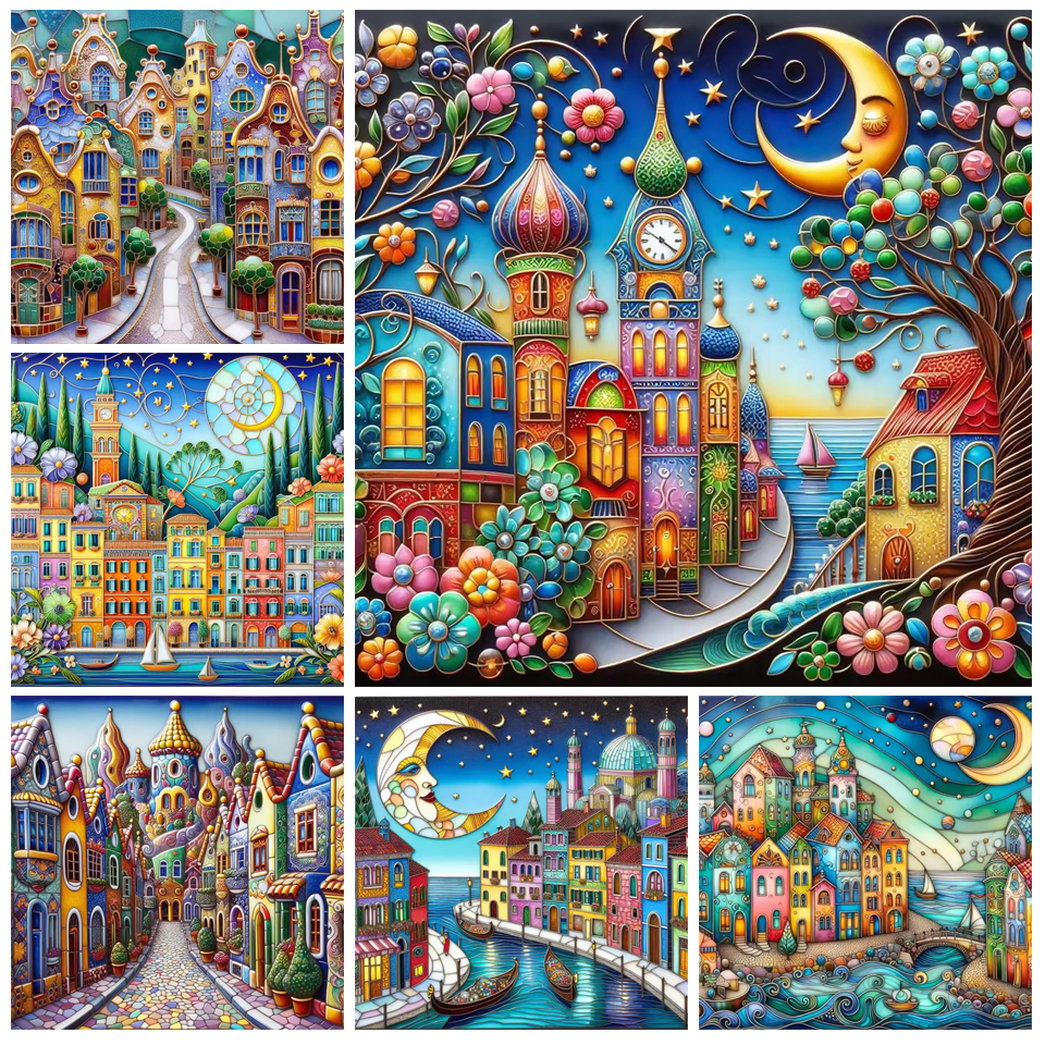 Whimsical World Town Landscape - Embroidery World avaliação e preço