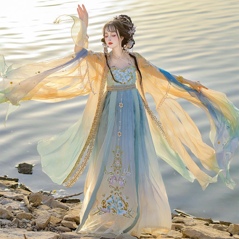 Chinese Hanfu Dress Women Trad - Embroidery Yellow avaliação e preço