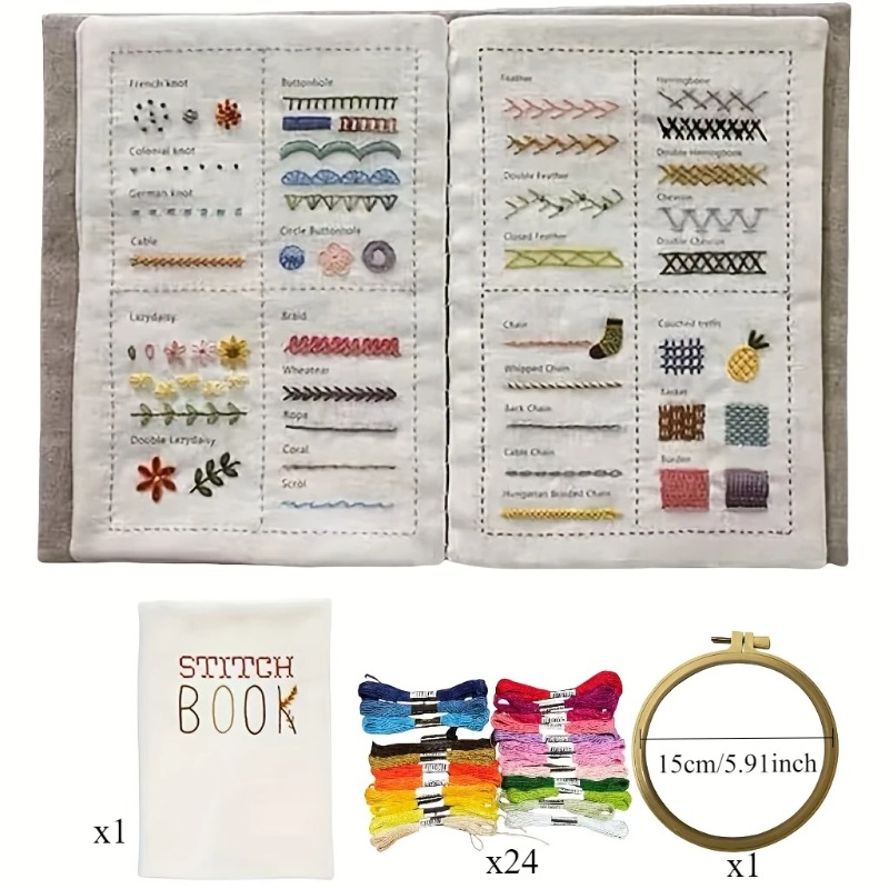 1 set of embroidery embroidery - Embroidery Guide Book avaliação e preço